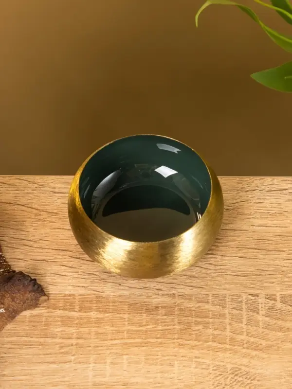 Подсвечник золотой c зелёным покрытием, 8×8×3.5 см