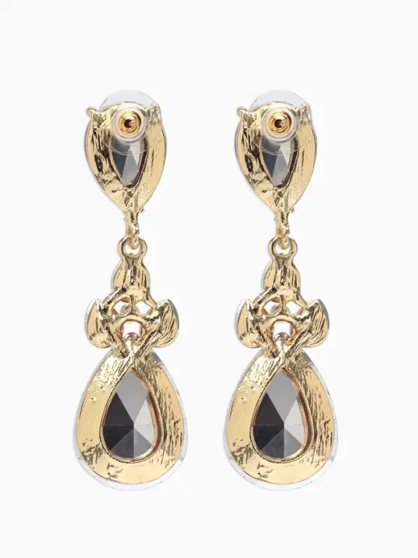 Серьги висячие со стразами &laquo;Вечеринка&raquo;, цветок из капель, красно-белые в золоте, 6.3 см