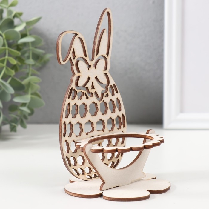 Подставка под яйцо Подставка под яйцо "Зайка" 8,8х8,8х14,5 см (набор 4 детали) белый