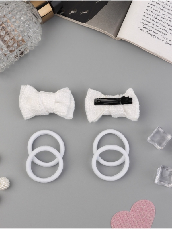 Набор для волос Набор для волос "Школьница галант" (4 резинки 3,5 см, 2 зажима 6 см) элит, белый