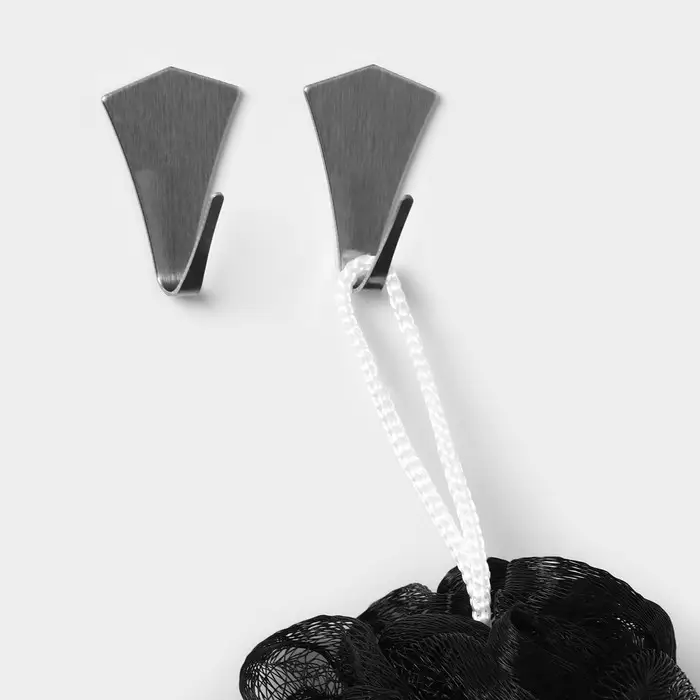 Крючки самоклеящиеся SAVANNA «Кристалл», 2 шт., металл, 4.4×3×2 см, хромированные