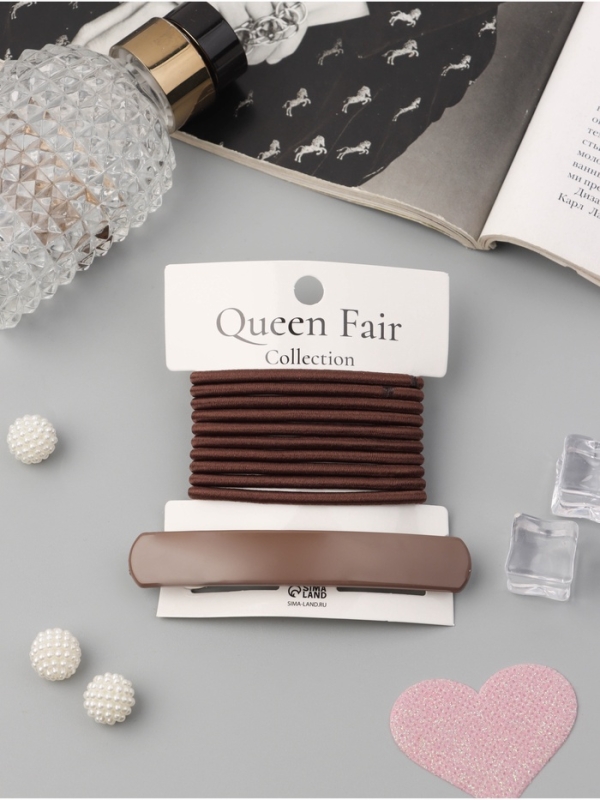 Набор для волос «Лилит» (10 резинок 6,5см, заколка-автомат 9 см) коричневый Набор для волос «Лилит» (10 резинок 6,5см, заколка-автомат 9 см) коричневый