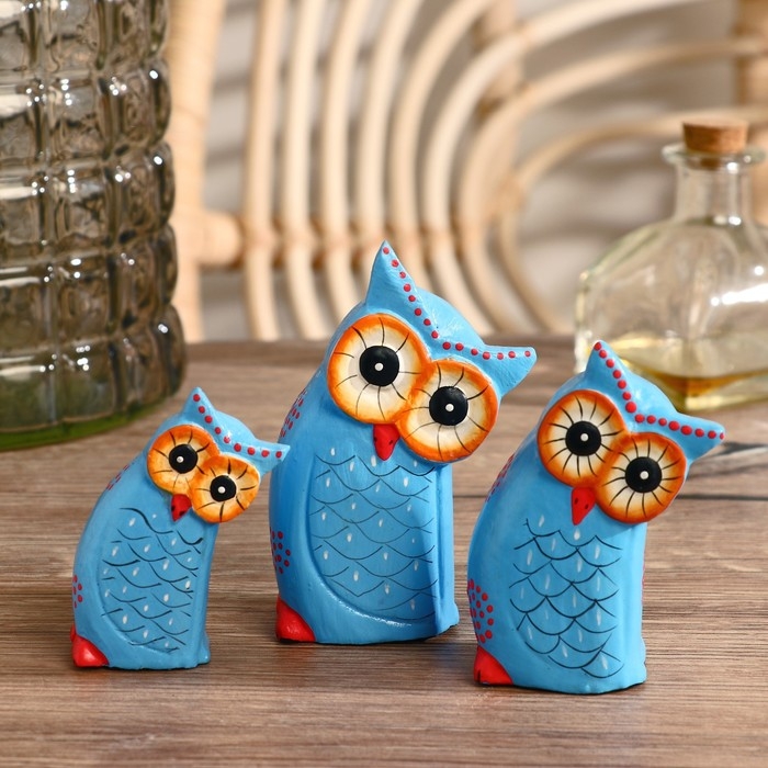 Сувенир дерево Сувенир дерево "Совушки" (набор 3 шт: 10, 9 и 7 см)