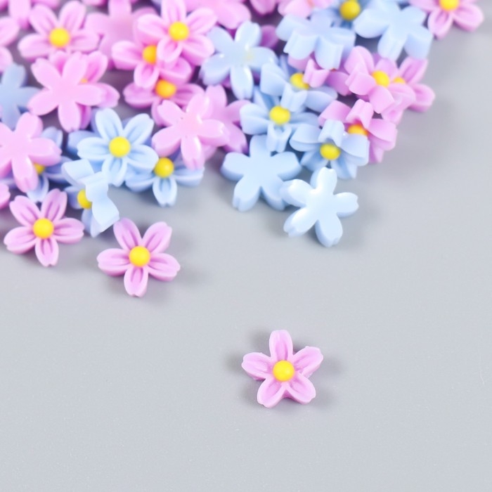 Декор для творчества пластик Декор для творчества пластик "Незабудки голубые и сиреневые" набор 70 шт МИКС 0,8х0,8 см