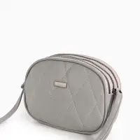 Сумка женская кросс-боди на молнии, 19&times;7&times;15 см, со стёжкой, серая