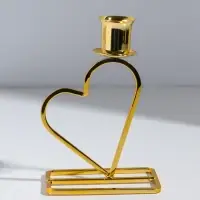 Подсвечник на 1 свечу &laquo;Сердце&raquo;, металл, d=2.3 см, золото, 5.8&times;9.3&times;14 см