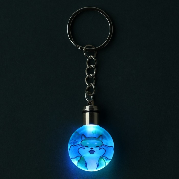 Брелок для ключей с фонариком «Сиба-ину», 4 х 2 см