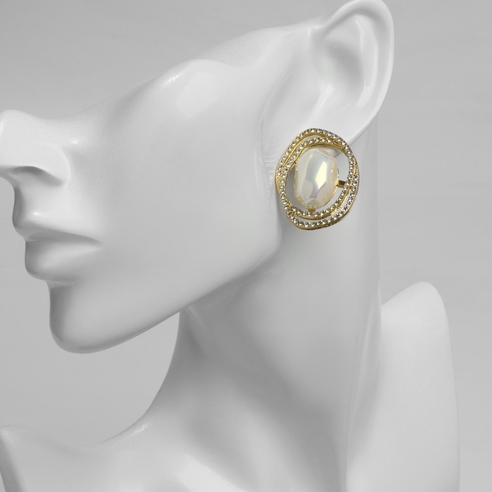 Серьги с жемчугом Серьги с жемчугом "Абстракция" желание, цвет белый в золоте, камень форма и цвет МИКС