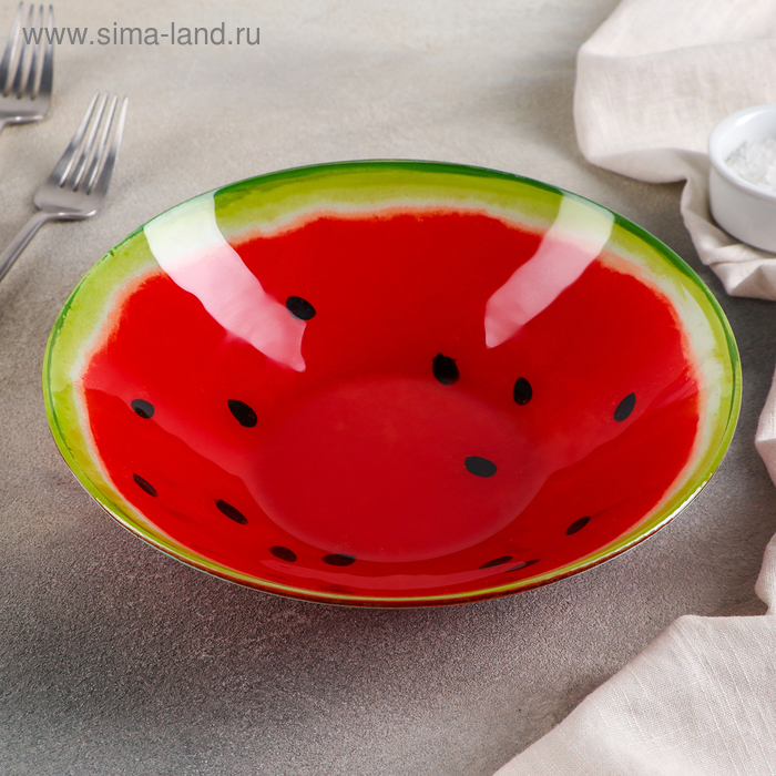 Салатник стеклянный Доляна «Сладкий арбуз», 920 мл, 22×5 см