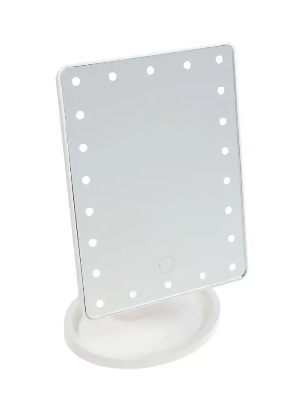 Зеркало KZ-06, подсветка, 26.5 х 16 х 12 см, 22 диода, сенсорная кнопка, белое