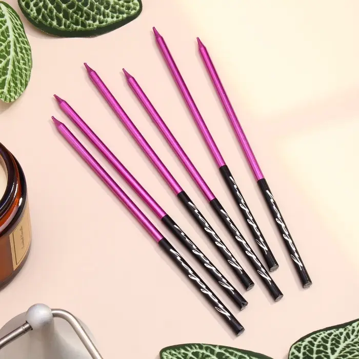 Свечи в торт &laquo;Праздник&raquo;, 6 шт., 14.5 см, фиолетовый с чёрным