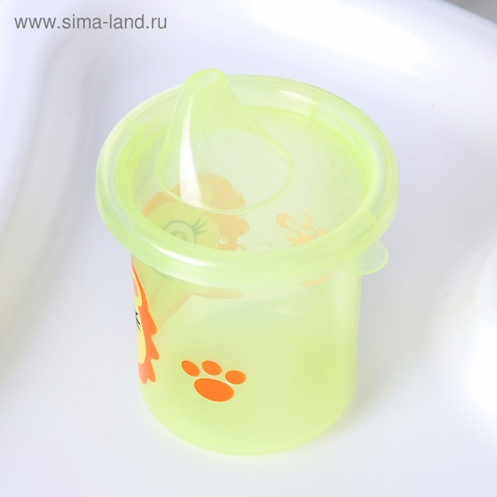 Поильник детский «Львенок Лео», с твёрдым носиком, 200 мл, цвет желтый