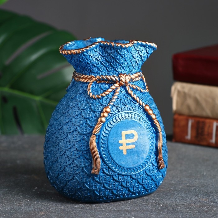 Копилка Копилка "Мешок денег" рубль золото, синий, 15 см