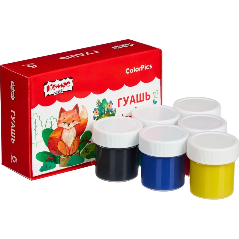 Гуашь Комус Класс ColorPics набор 6 цв, 20 мл