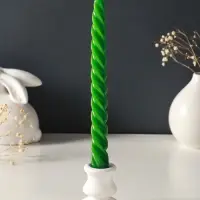 Набор свечей витых, 2,3х 24,5 см, 5 ч, 50 г, 2 штуки, тёмно-зелёный