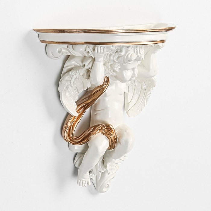 Декор настенный-полка Декор настенный-полка "Ангел, 23.2 x 22 см, белая с золотом