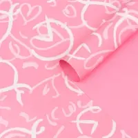 Пленка для цветов, "Сердца", розовая, 57х57 см