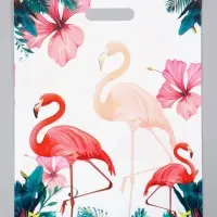 Пакет полиэтиленовый с вырубной ручкой "Фламинго" 30 х 40 см 60 мкм
