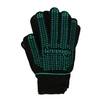 Перчатки садовые, хб, вязка 10 класс, 6 нитей, размер 9, с ПВХ точками, в наборе 5 пар, чёрные, Greengo