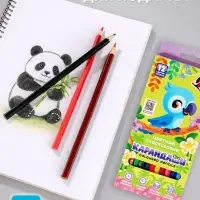 Цветные карандаши 12 цветов ZOO, пластиковые, шестигранные