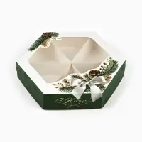 Коробка складная &laquo;С Новым годом!&raquo;, еловые веточки, 20&times;23&times;4 см