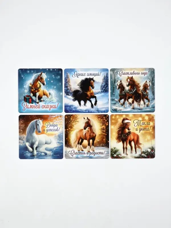 Набор магнитов полимер новогодних «Милые Лошадки» 7×7 см 12 шт. Набор магнитов полимер новогодних «Милые Лошадки» 7×7 см 12 шт.