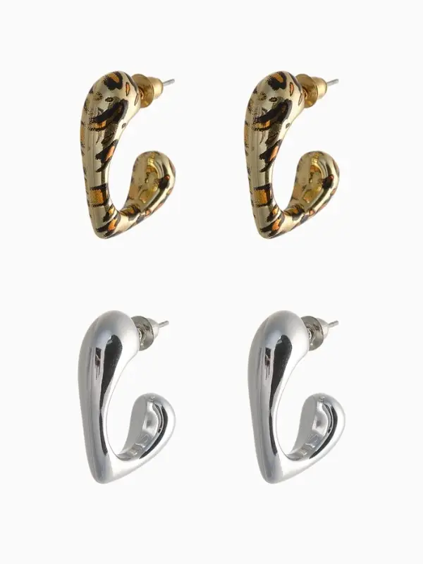 Серьги QF &laquo;Сердце леопарда&raquo;, набор 4 пары, бусины, цвет золото, серебро