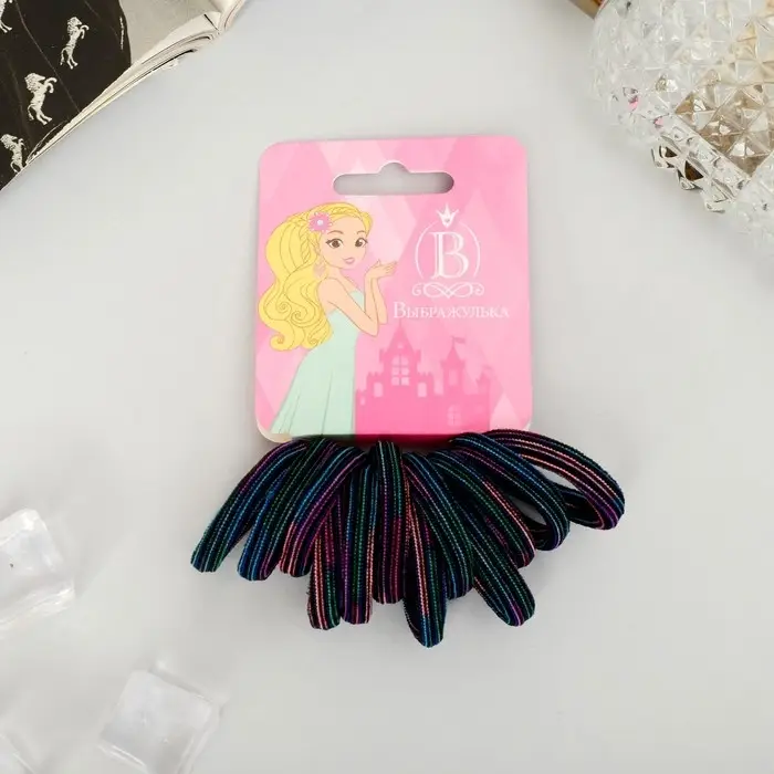 Резинка для волос Резинка для волос "Махрушка" (набор 12 шт) полосы перелив, 2,5 см