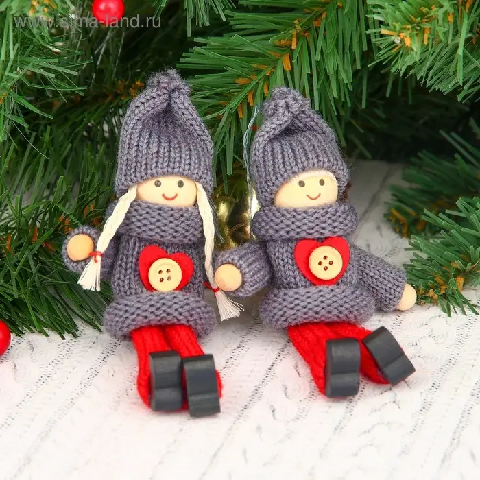 Елочная игрушка «Куколка с пуговкой», МИКС Елочная игрушка «Куколка с пуговкой», МИКС