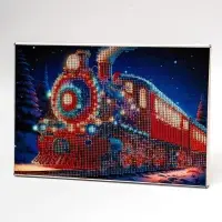Алмазная мозаика на новый год с частичным заполнением на подрамнике &laquo;Экспресс&raquo;, с гирляндой, 20&times;30 см, набор для творчества