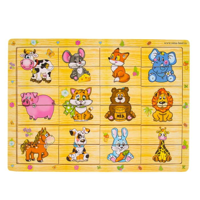 Пазл разрезные картинки «Учим животных» Пазл разрезные картинки «Учим животных»