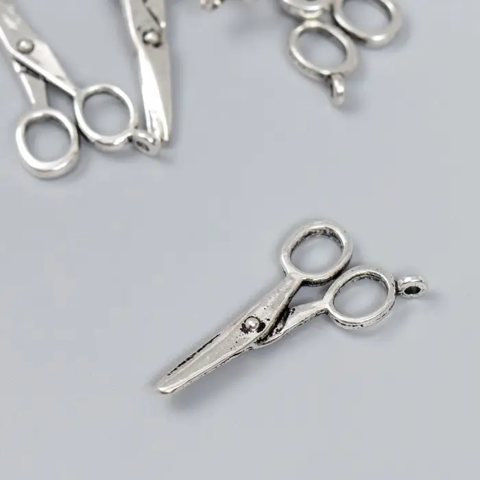 Металлический элемент, декоративная подвеска «Арт Узор. Ножницы», серебро, 3.6×1.6 см