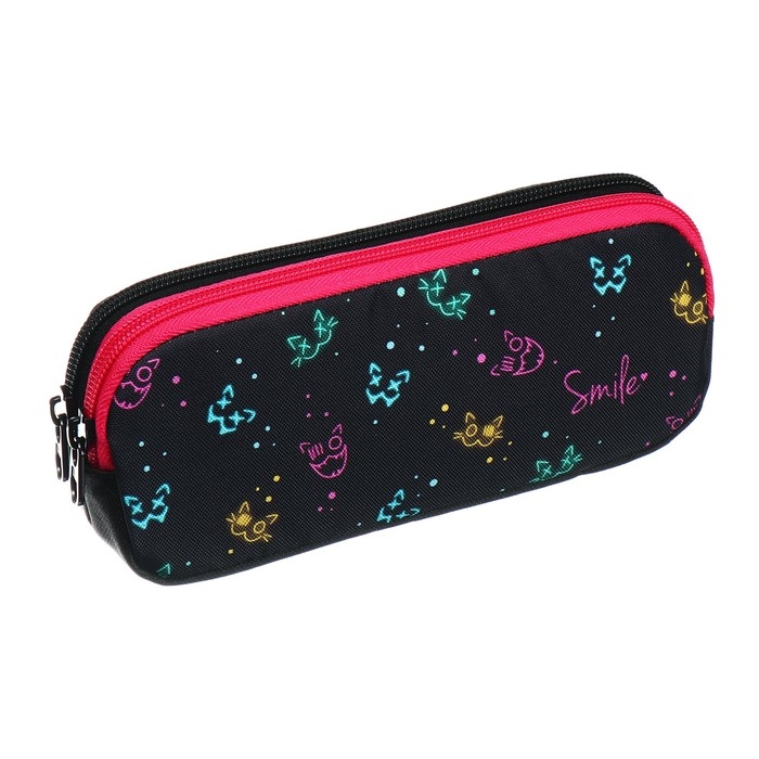 Пенал мягкий, 2 отделения, объёмный, 90 х 220 х 40 мм, Stavia Пенал мягкий, 2 отделения, объёмный, 90 х 220 х 40 мм, Stavia "Неон" чёрный 86213