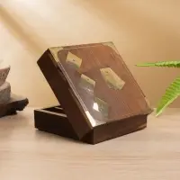 Шкатулка для хранения игральных карт, 12.5&times;12.5 см, дерево шишам, латунь
