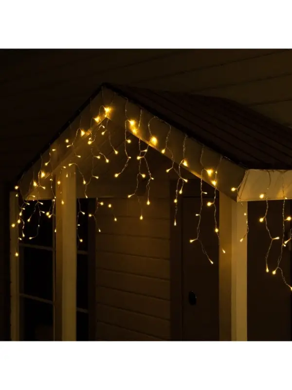 Гирлянда &laquo;Бахрома&raquo;, 3&times;0.6 м, уличная, IP44, 114 LED, 8 режимов, солнечная батарея, прозрачная нить, свечение тёплое белое