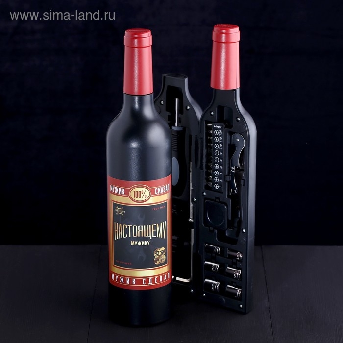 Набор инструментов в формовой бутылке «Настоящему мужчине», подарочная упаковка, 23 предмета Набор инструментов в формовой бутылке «Настоящему мужчине», подарочная упаковка, 23 предмета