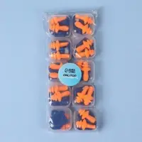Беруши на шнурке, 3×1.7 см, в футляре, фасовка 10 пар, силиконовые, оранжевые