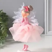 Сувенир полистоун "Малышка-фея с большим бантом в розовой юбке" 10,5х10,5х16,5 см