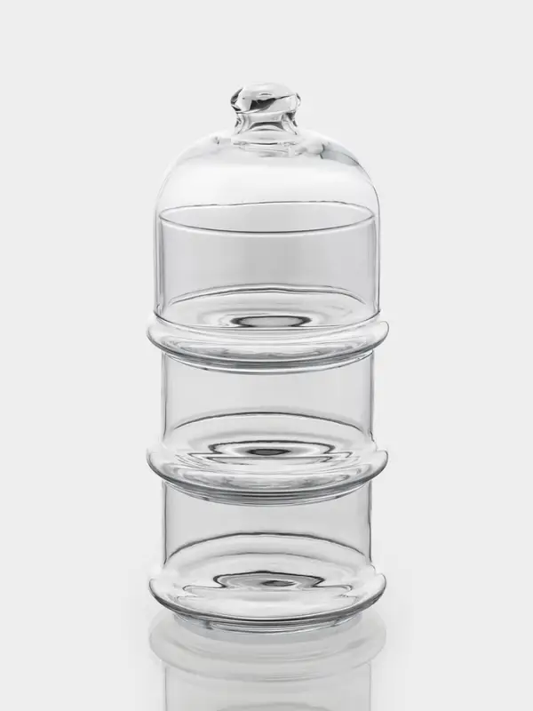 Ёмкости сервировочные Paşabah&ccedil;e Villa Patisserie, одна ёмкость 500 мл, с крышкой, набор 3 шт., стекло, прозрачные