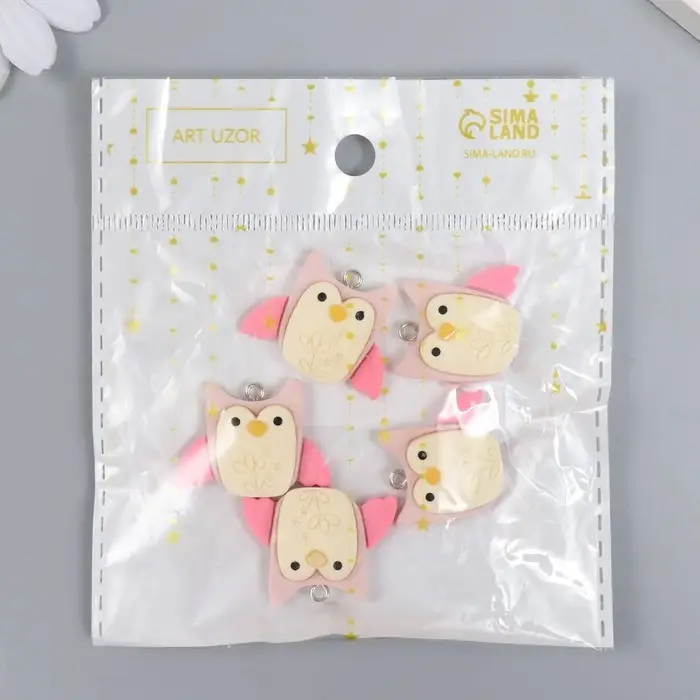 Декор для творчества пластик "Нежная совушка с петелькой" 0,8х3х2,2 см