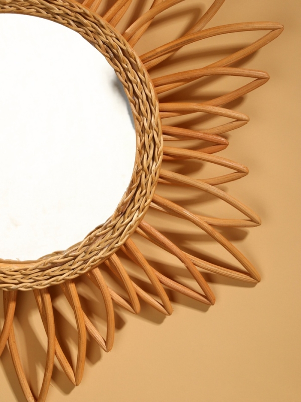 Зеркало настенное, 60х60х3 см, ротанг