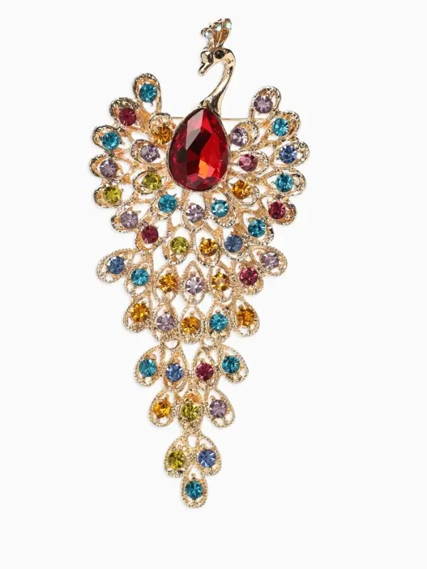 Брошь &laquo;Жар-птица&raquo; волшебная, стразы, цетная в золоте