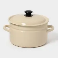 Кастрюля эмалированная, 5 л, d=23.5 см, с крышкой, без декора, цвет слоновой кости