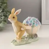 Фигурка полистоун &laquo;Зайчик с тележкой роз и незабудок&raquo;, 11&times;6&times;10.5 см