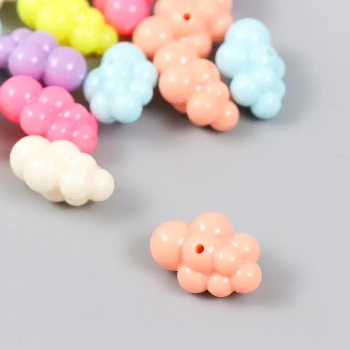 Бусины для творчества пластик "Цветные облачка" набор 15 шт 1,4х1,7х2,5 см