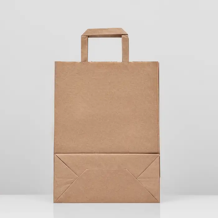 Пакет крафт без печати, с плоскими ручками 24 х 12 х 32 см Пакет крафт без печати, с плоскими ручками 24 х 12 х 32 см