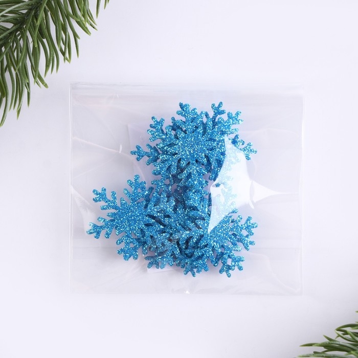 Новогодний набор для декора «Снежинки» 12 шт., цвет голубой