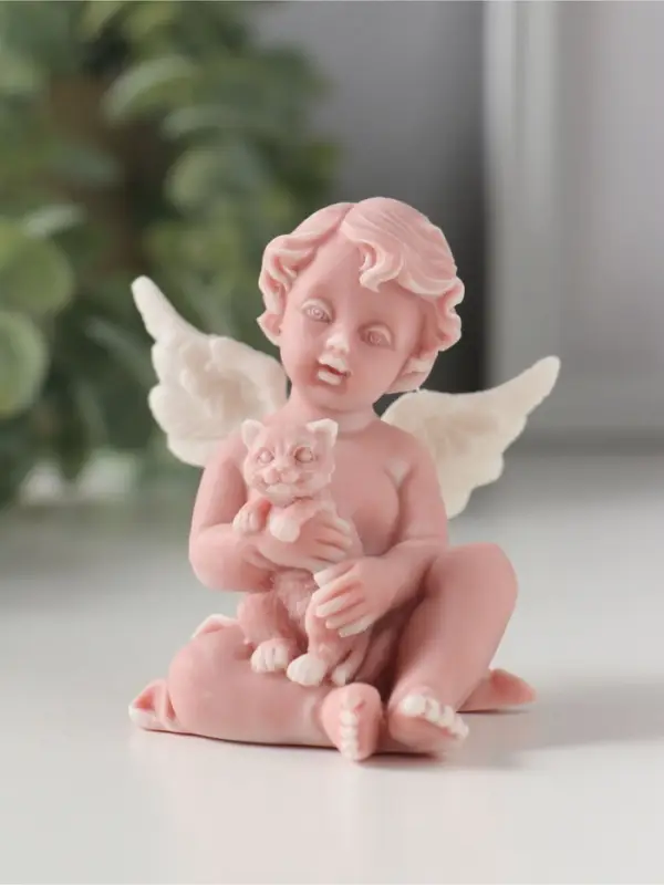 Сувенир "Ангелочек с котенком", 7,2см