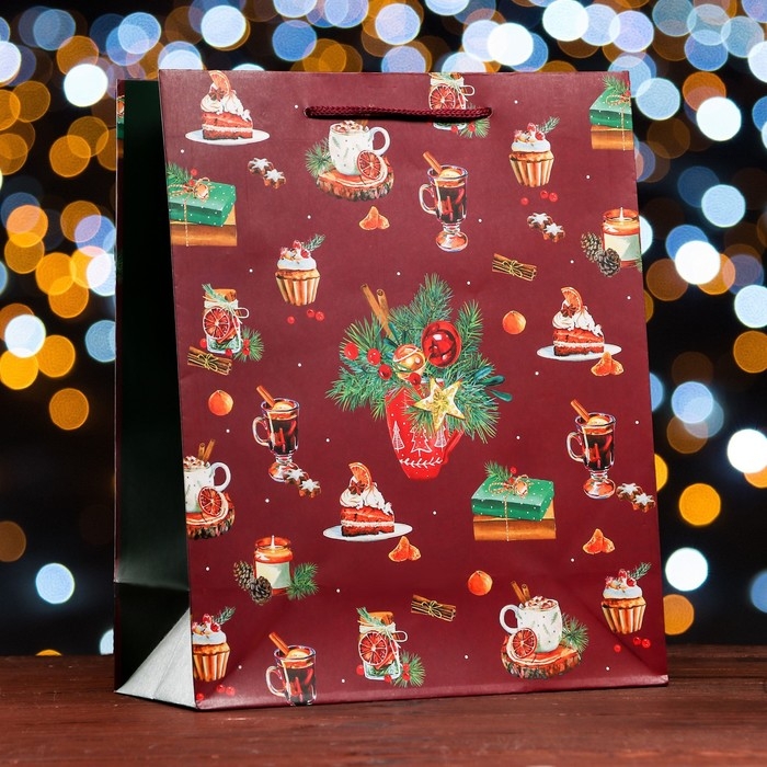 Новый год. Пакет подарочный "В ожидании чуда ", 26 х 32 х 12 см.