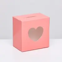 Коробка сборная, розовая, 10&times;10&times;6.5 см